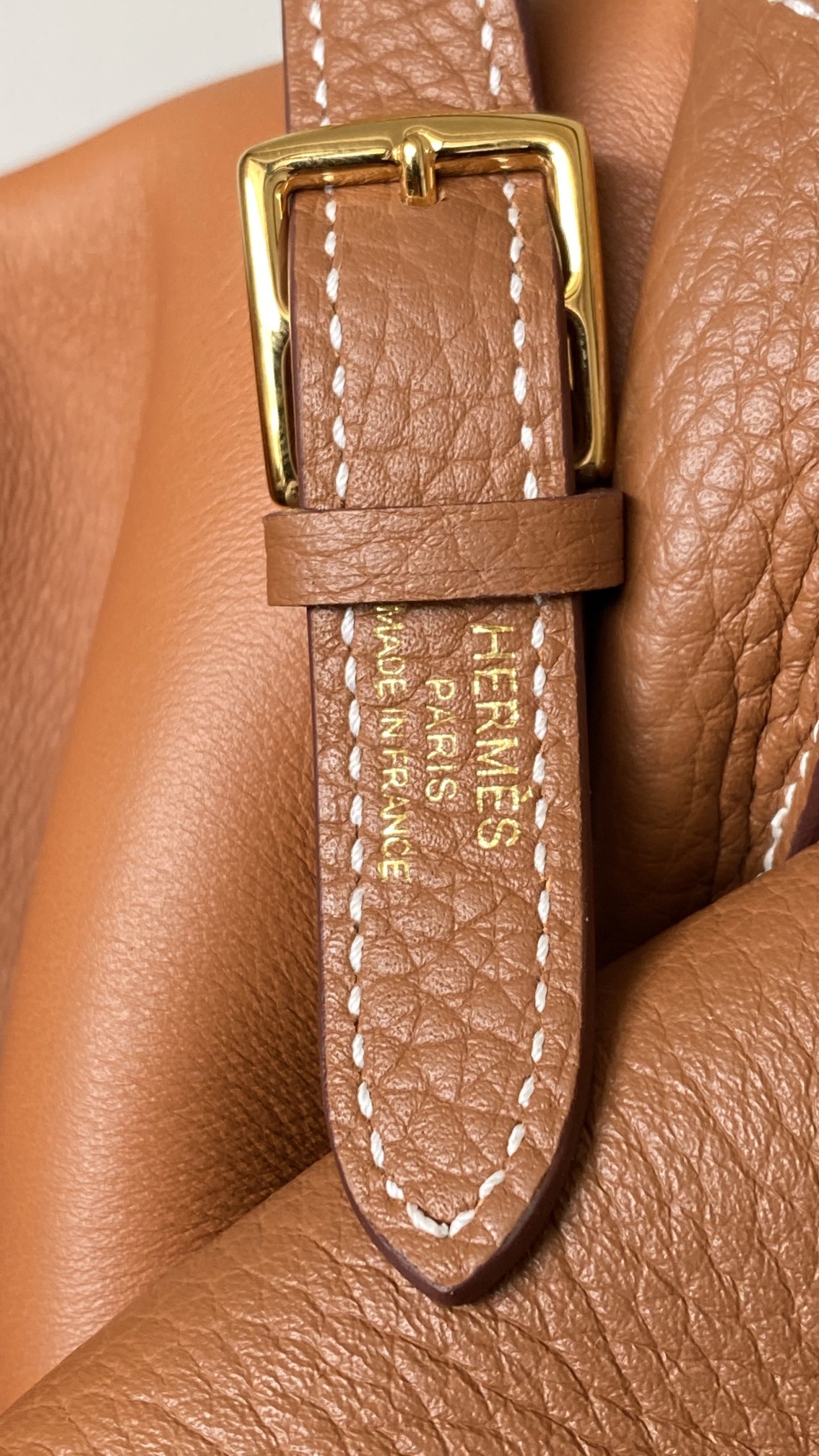 에르메스 투톤 할잔백25 브라운 금장 버클